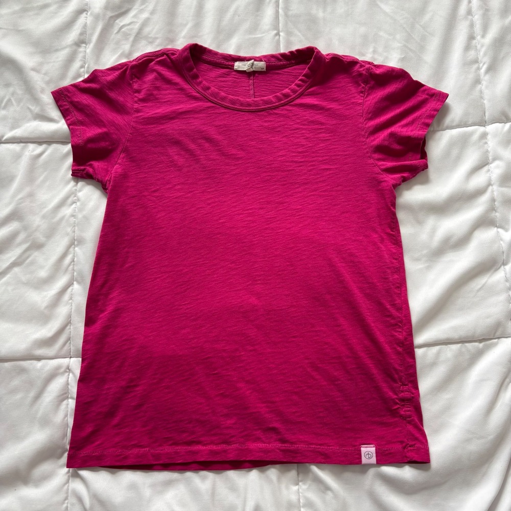 Rag & Bone Pink Organic 100% Cotton Short Sleeve Crew Neck Tee Shirt Small